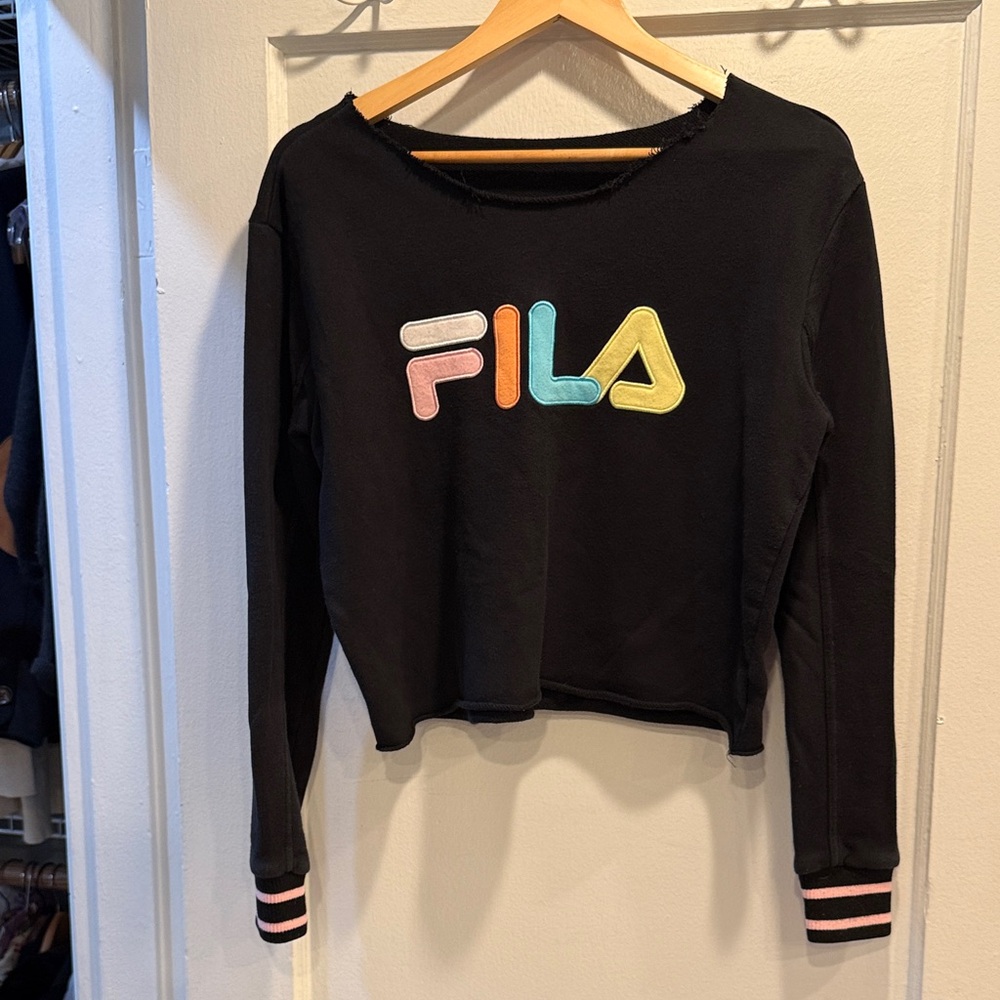 Fila Black Sweatshirt with Multicolor Logo